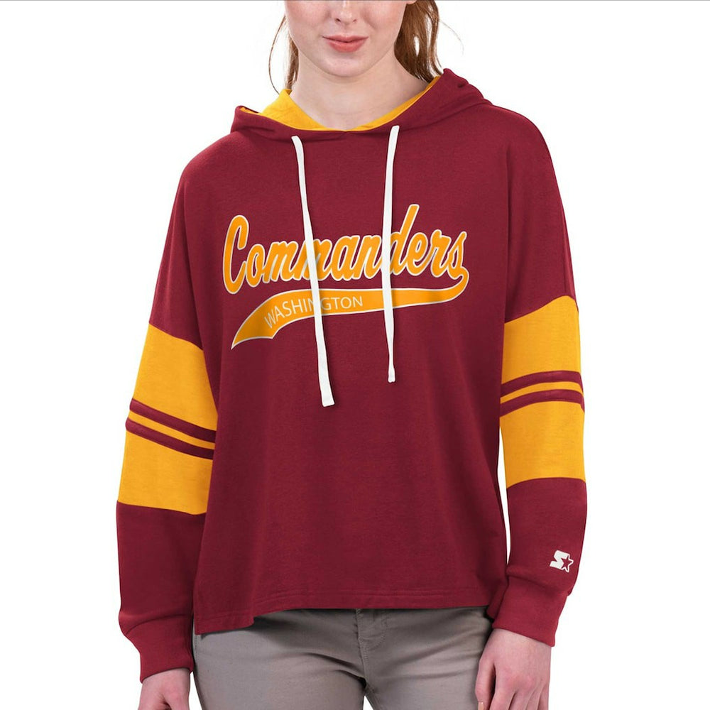 NFL Washington Commanders Starter Women's Bump And Run Long Sleeve Hoodie T-Shirt