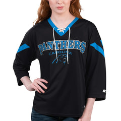 NFL Carolina Panthers Starter Women's Rally Lace-Up 3/4 Sleeve T-Shirt