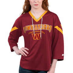 NFL Washington Commanders Starter Women's Rally Lace-Up 3/4 Sleeve T-Shirt