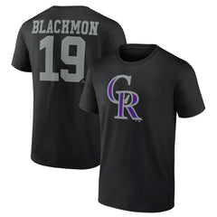 Charlie Blackmon Colorado Rockies Player Icon Name & Number T-Shirt - Black