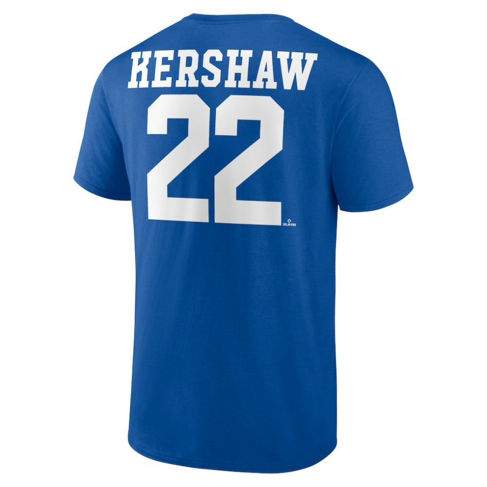 Clayton Kershaw Los Angeles Dodgers Player Icon Name & Number T-Shirt - Royal