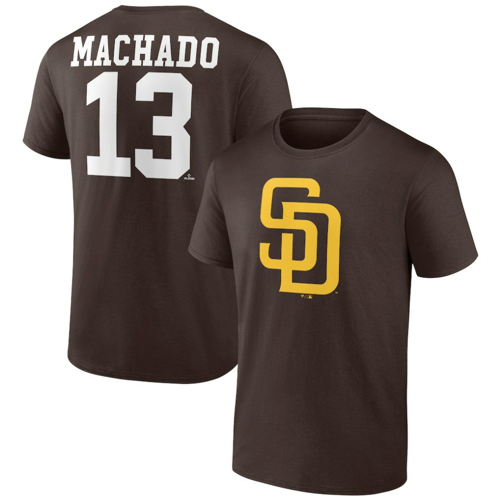 Manny Machado San Diego Padres Player Icon Name & Number T-Shirt - Brown