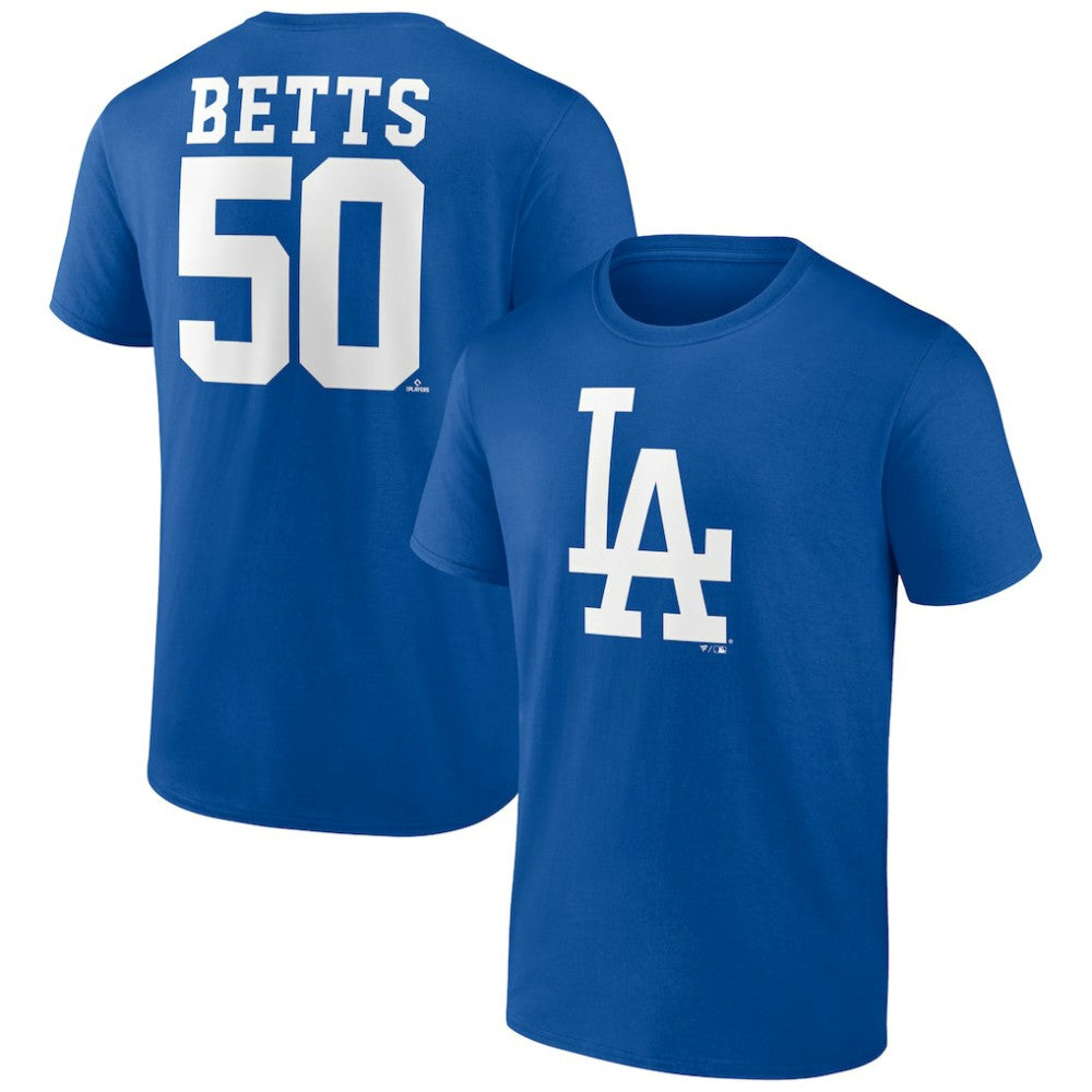 Mookie Betts Los Angeles Dodgers Player Icon Name & Number T-Shirt - Royal