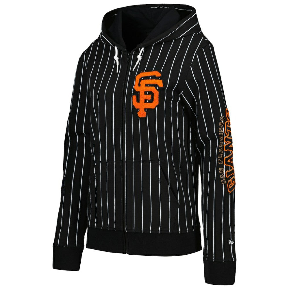San Francisco Giants Women's Pinstripe Tri-Blend Full-Zip Jacket - Black | New Era