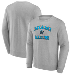 Miami Marlins Heart & Soul Pullover Sweatshirt - Heather Gray