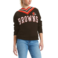 NFL Cleveland Browns Tommy Hilfiger Women's Heidi Raglan V-Neck Sweater