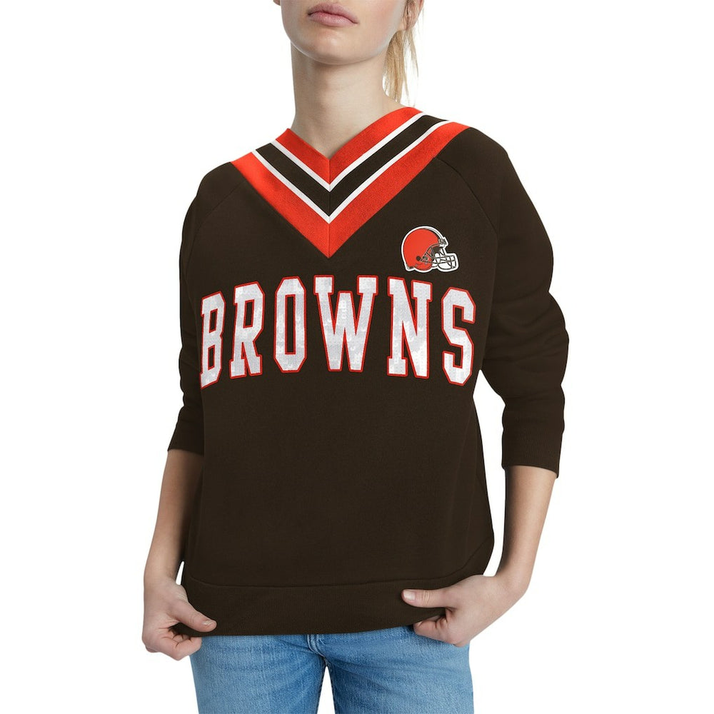 NFL Cleveland Browns Tommy Hilfiger Women's Heidi Raglan V-Neck Sweater