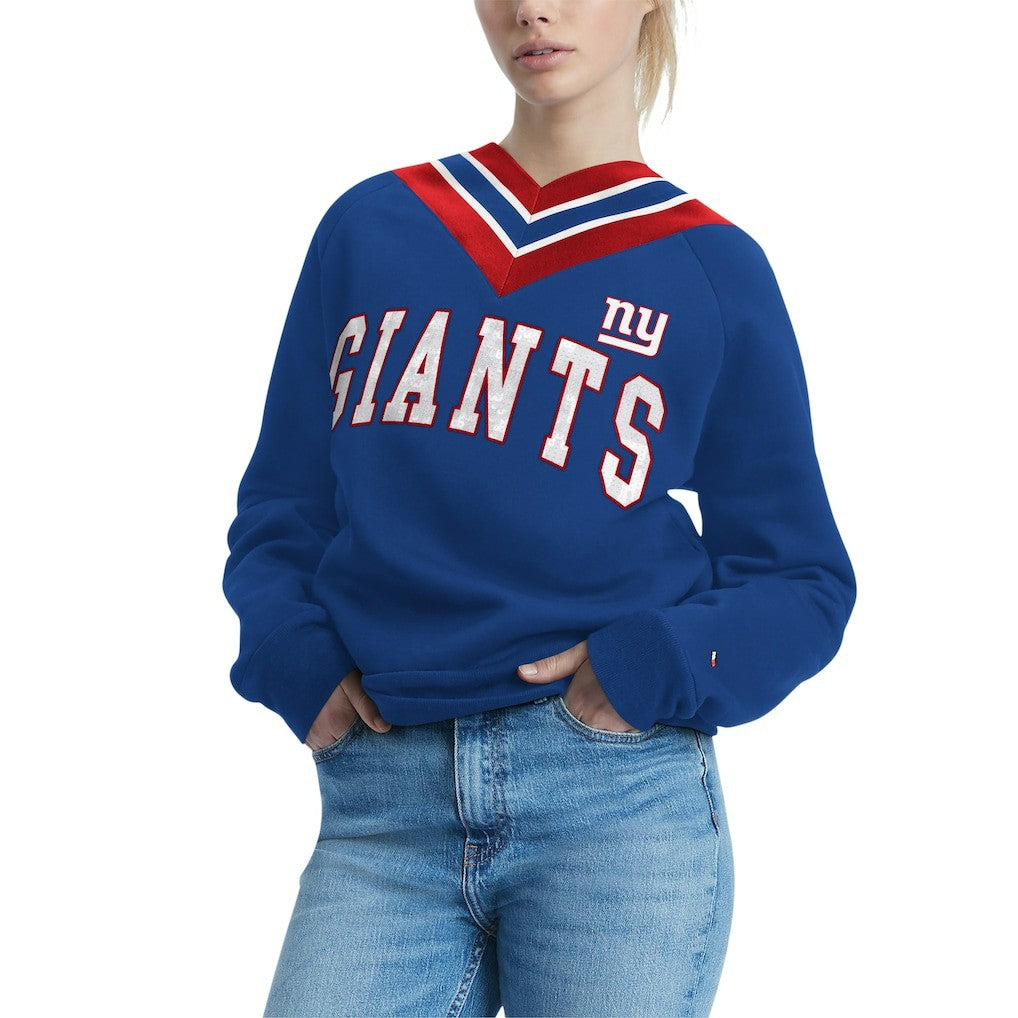 NFL New York Giants Tommy Hilfiger Women's Heidi Raglan V-Neck Sweater