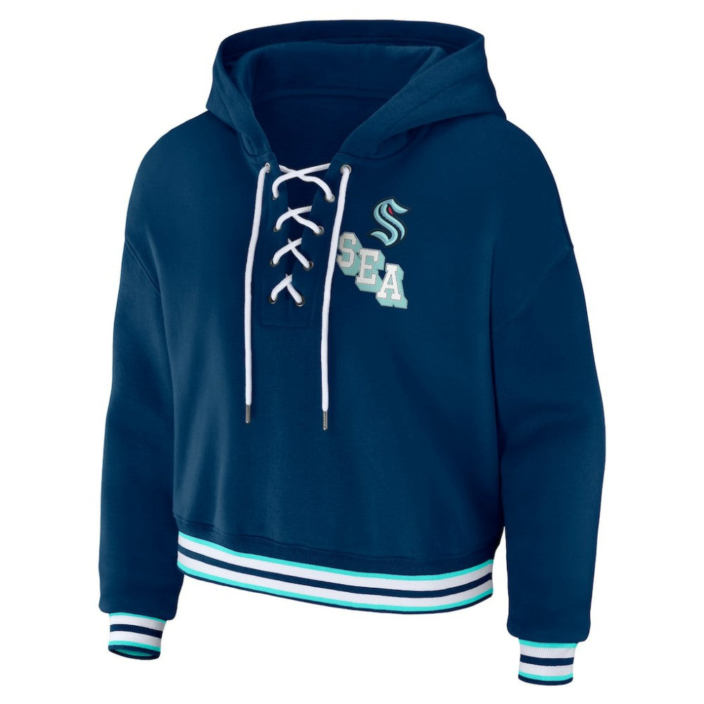 Seattle Kraken WEAR by Erin Andrews Women's Lace-Up Pullover Hoodie