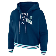 Seattle Kraken WEAR by Erin Andrews Women's Lace-Up Pullover Hoodie