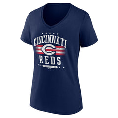 Cincinnati Reds Women's Americana Team V-Neck T-Shirt - Navy