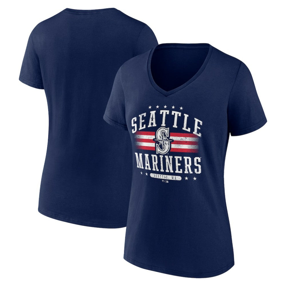 Seattle Mariners Women's Americana Team V-Neck T-Shirt - Navy