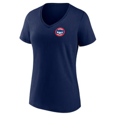 Chicago Cubs Women's Hometown Collection Wrigley V-Neck T-Shirt - Navy