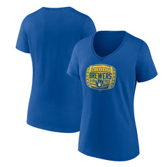 Milwaukee Brewers Women's Hometown Collection Barrel V-Neck T-Shirt - Royal