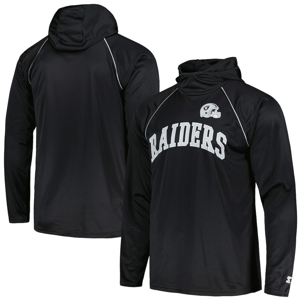 NFL Las Vegas Raiders Starter Gridiron Classics Throwback Raglan Long Sleeve Hooded T-Shirt