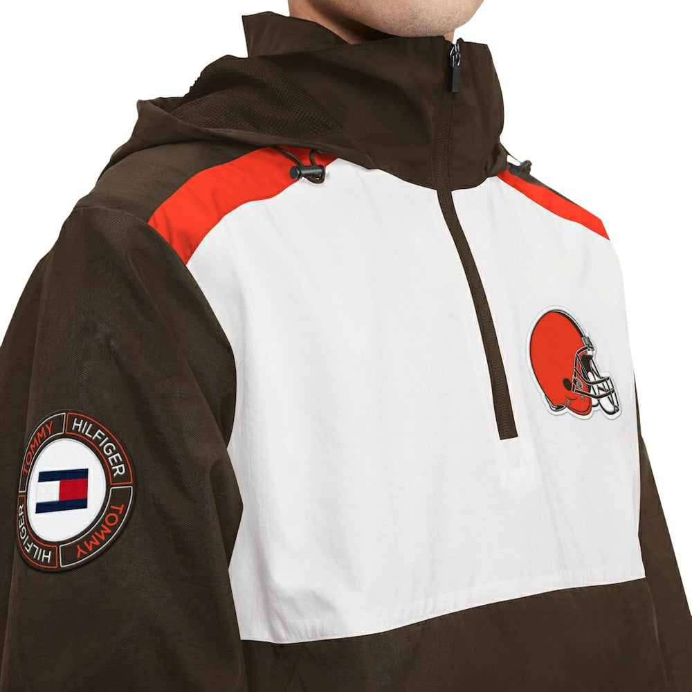 NFL Cleveland Browns Tommy Hilfiger Carter Half-Zip Hooded Top