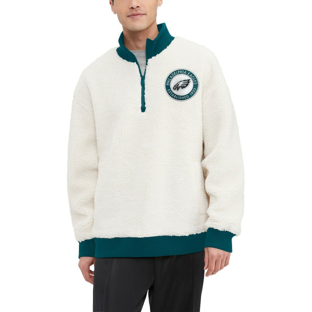 NFL Philadelphia Eagles Tommy Hilfiger Jordan Sherpa Quarter-Zip Sweatshirt