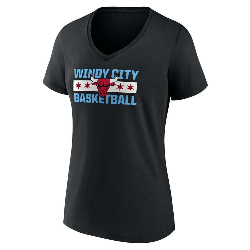 Chicago Bulls Women's Hometown Collection Windy City V-Neck T-Shirt sale - Black for sale