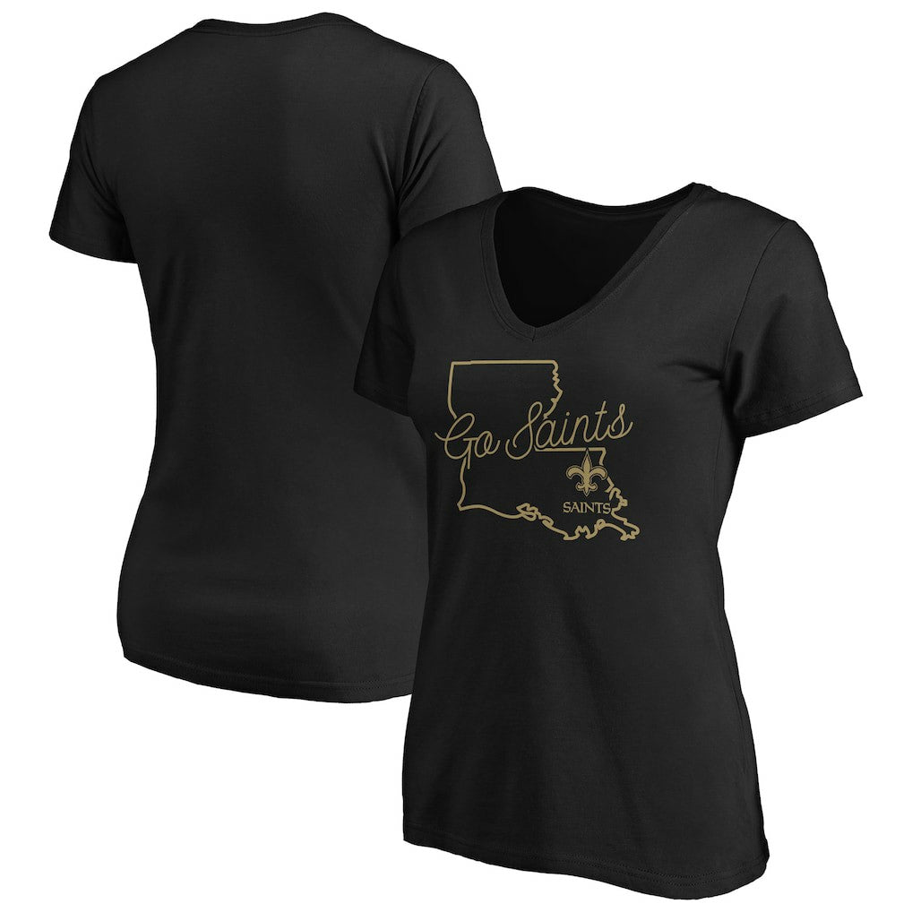 NFL New Orleans Saints Women's Script V-Neck T-Shirt