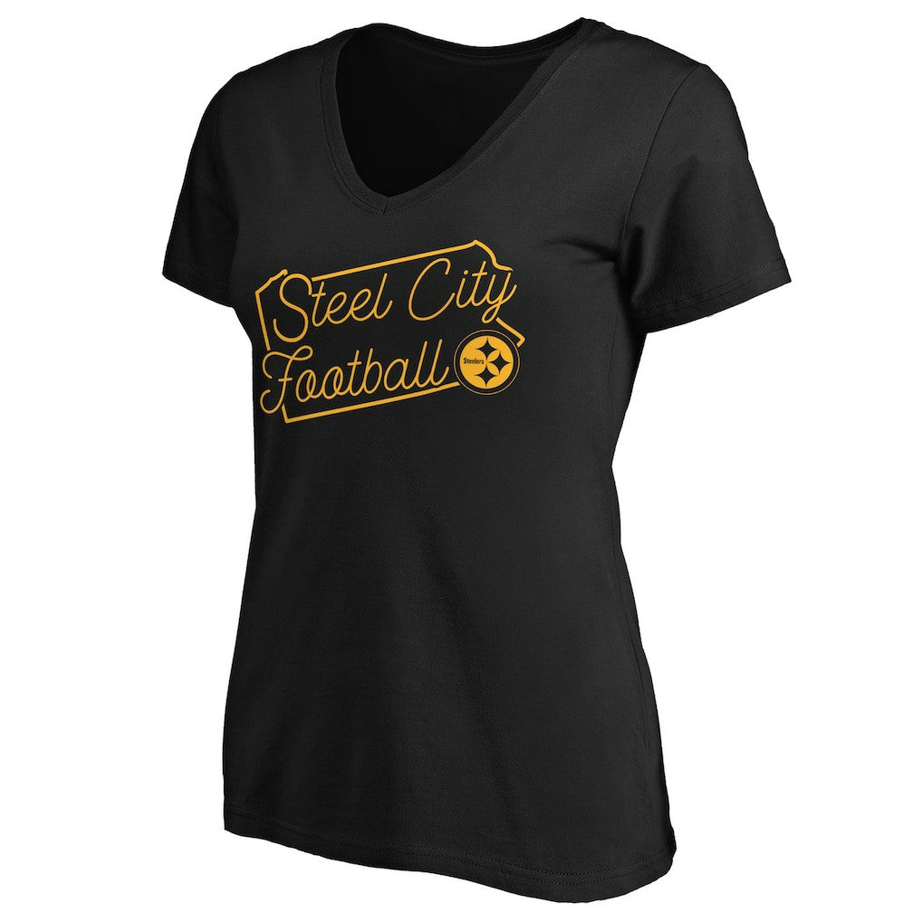 NFL Pittsburgh Steelers Women's Script V-Neck T-Shirt