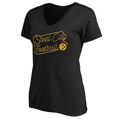 NFL Pittsburgh Steelers Women's Script V-Neck T-Shirt