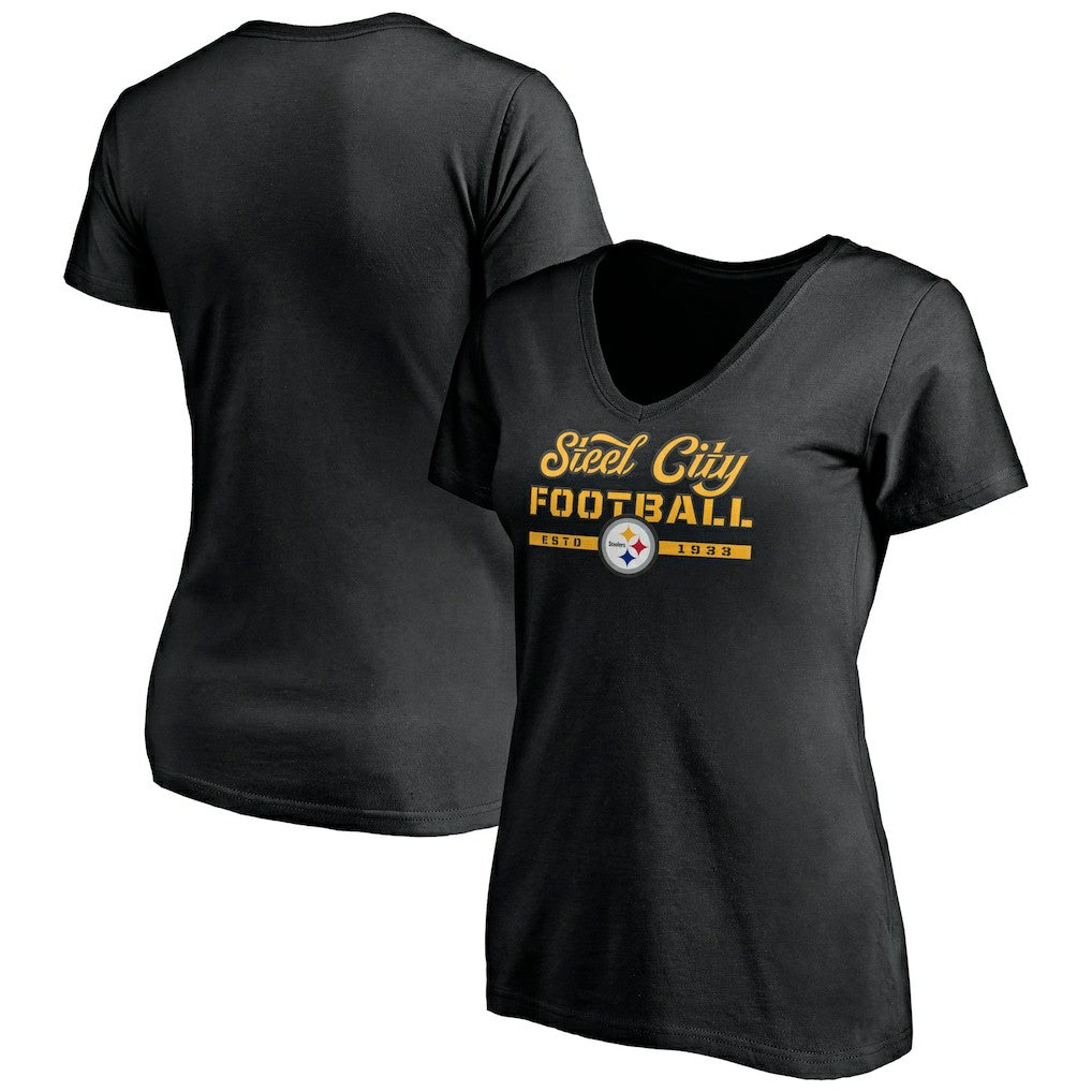 NFL Pittsburgh Steelers Women's Hometown Collection Steel City V-Neck T-Shirt