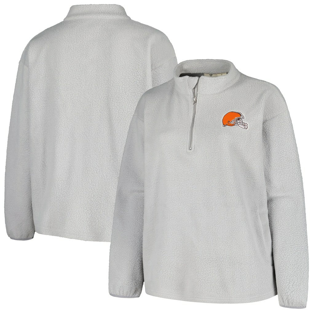 NFL Cleveland Browns Profile Women's Plus Size Sherpa Quarter-Zip Jacket