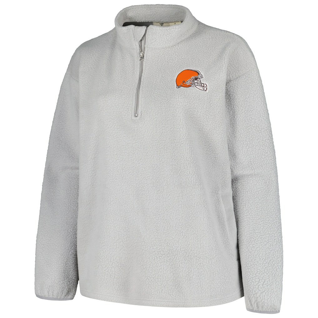NFL Cleveland Browns Profile Women's Plus Size Sherpa Quarter-Zip Jacket