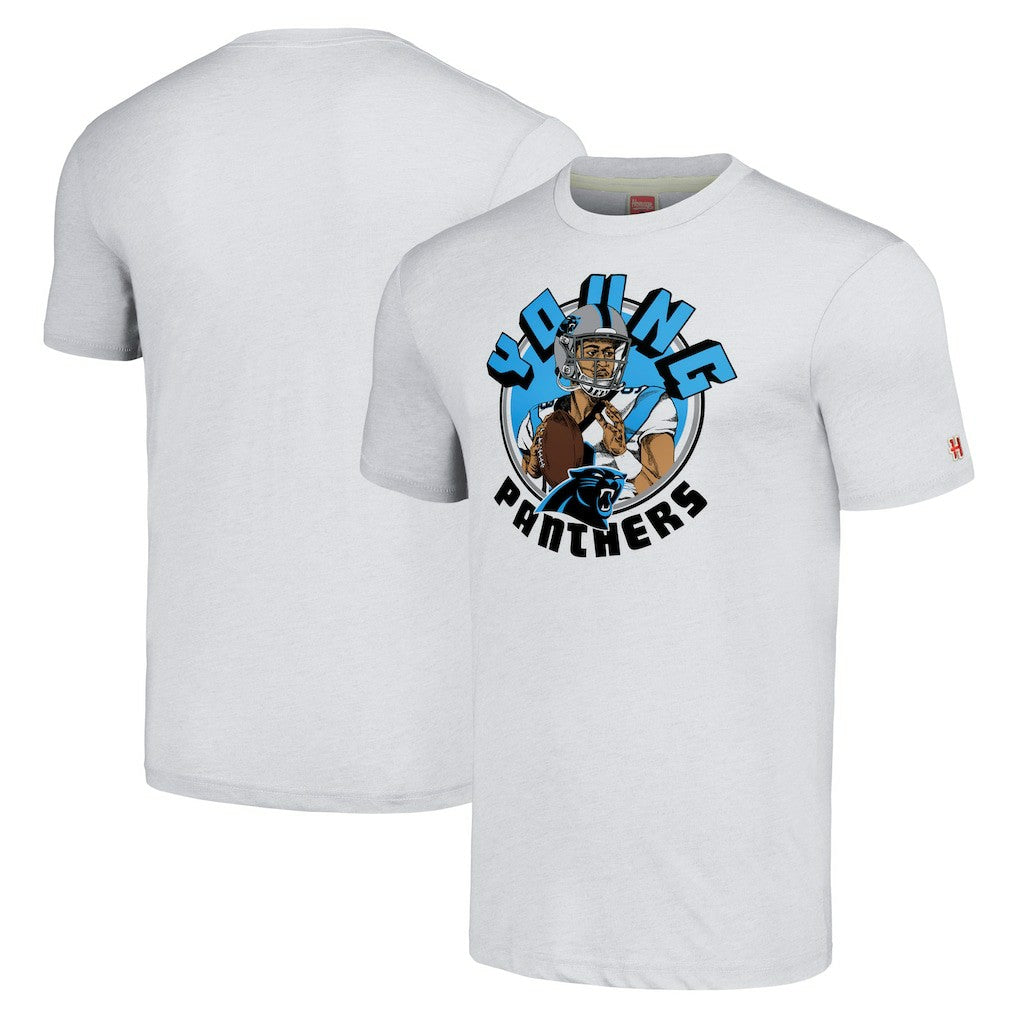 NFL Carolina Panthers Bryce Young  Homage Unisex Caricature Player Tri-Blend T-Shirt