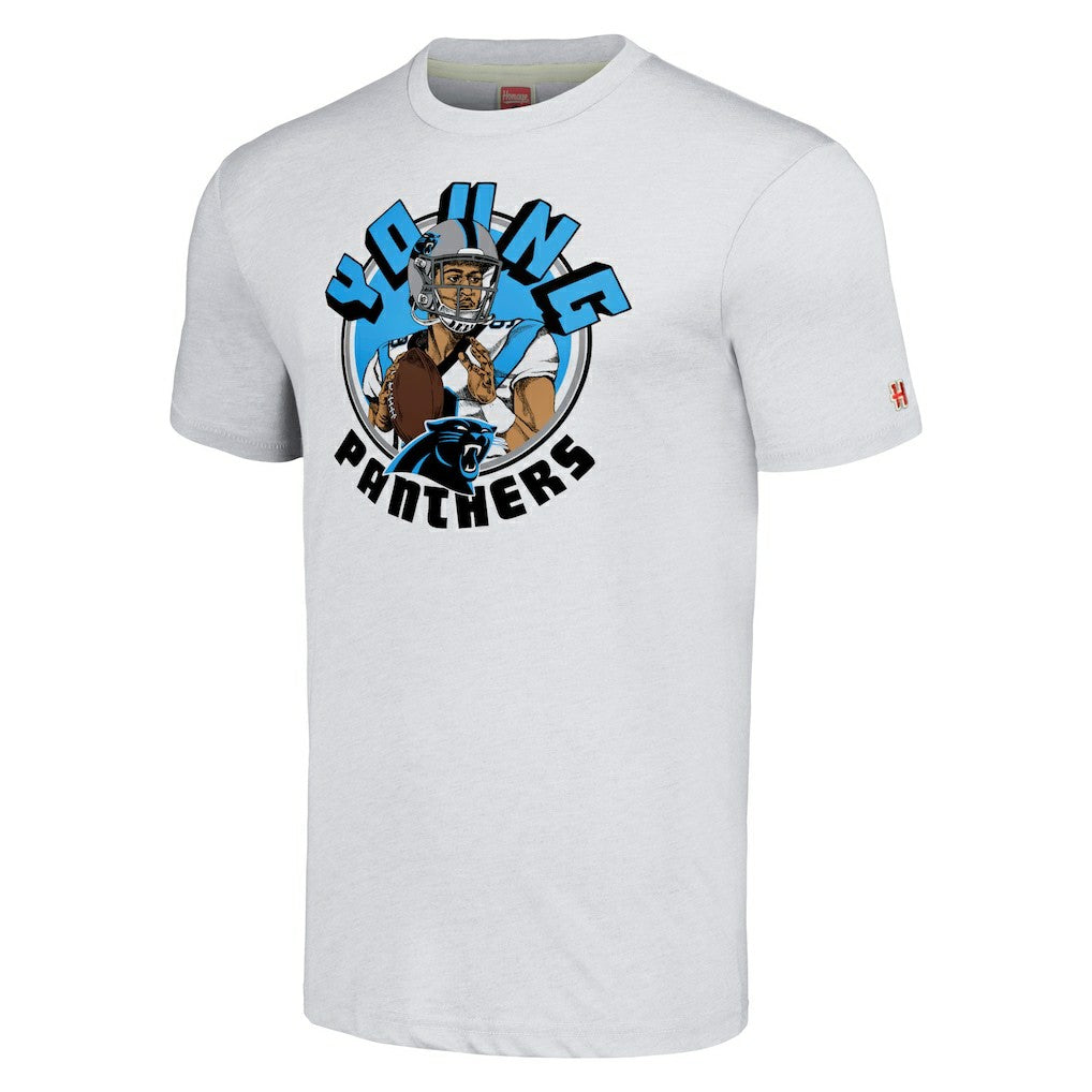 NFL Carolina Panthers Bryce Young  Homage Unisex Caricature Player Tri-Blend T-Shirt