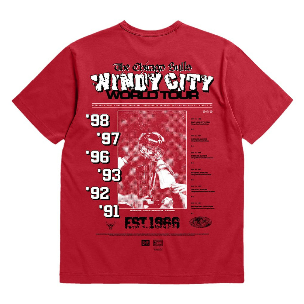 Chicago Bulls Bleacher Report x  Unisex World Tour T-Shirt sale - Red | Mitchell & Ness for sale