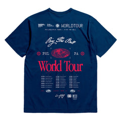 Philadelphia 76ers Bleacher Report x  Unisex World Tour T-Shirt - Navy | Mitchell & Ness for sale
