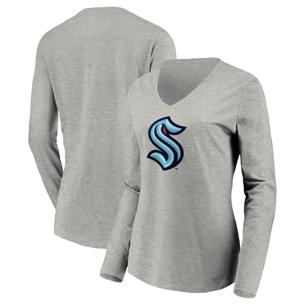 Seattle Kraken Women's Primary Logo V-Neck Long Sleeve T-Shirt