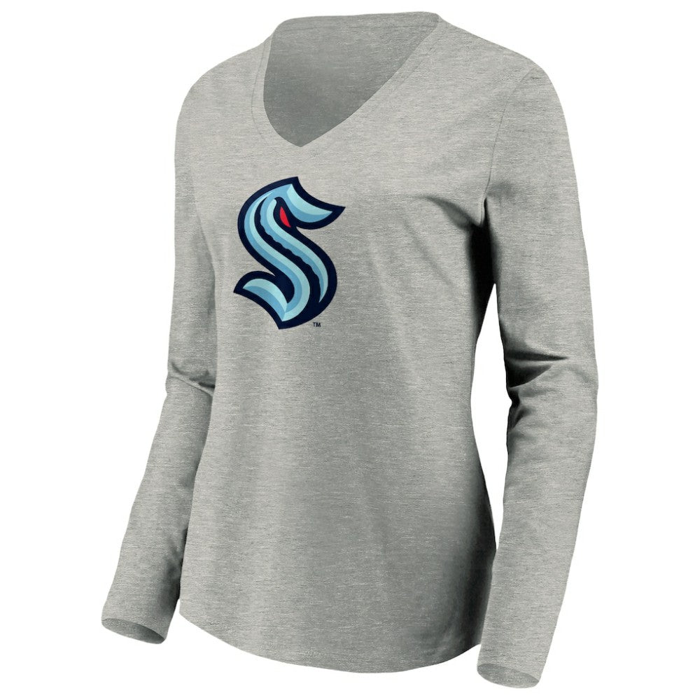 Seattle Kraken Women's Primary Logo V-Neck Long Sleeve T-Shirt
