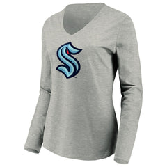 Seattle Kraken Women's Primary Logo V-Neck Long Sleeve T-Shirt