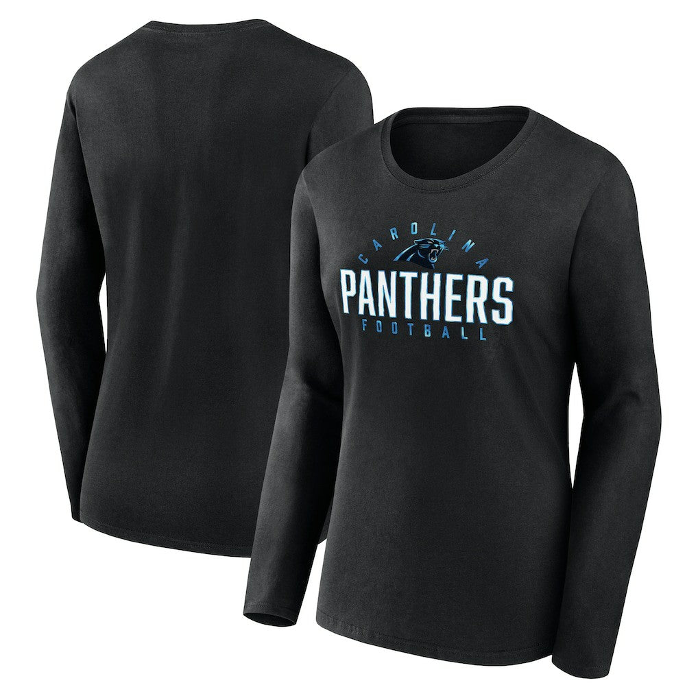 NFL Carolina Panthers Women's Plus Size Foiled Play Long Sleeve T-Shirt
