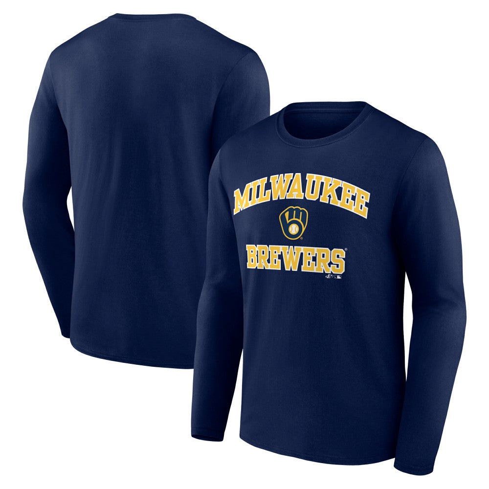Milwaukee Brewers Logo Athletic Heart & Soul Long Sleeve T-Shirt - Navy