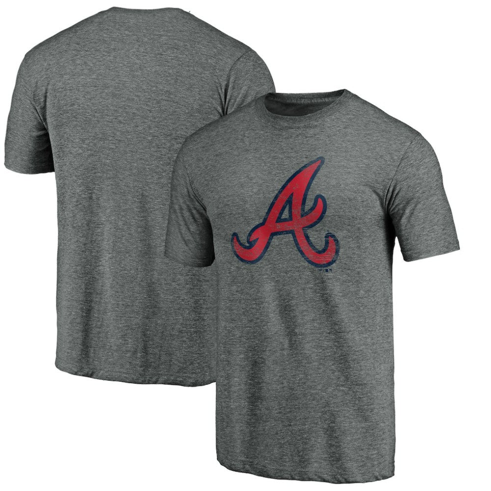 Atlanta Braves Official Logo Tri-Blend T-Shirt - Heather Gray