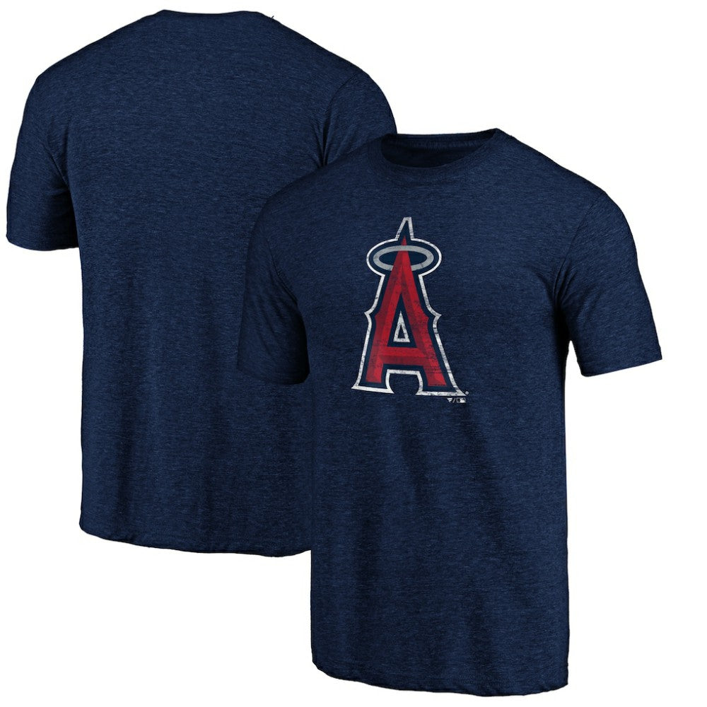 Los Angeles Angels Official Logo Tri-Blend T-Shirt - Heather Navy