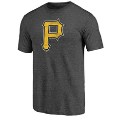 Pittsburgh Pirates Official Logo Tri-Blend T-Shirt - Heather Charcoal