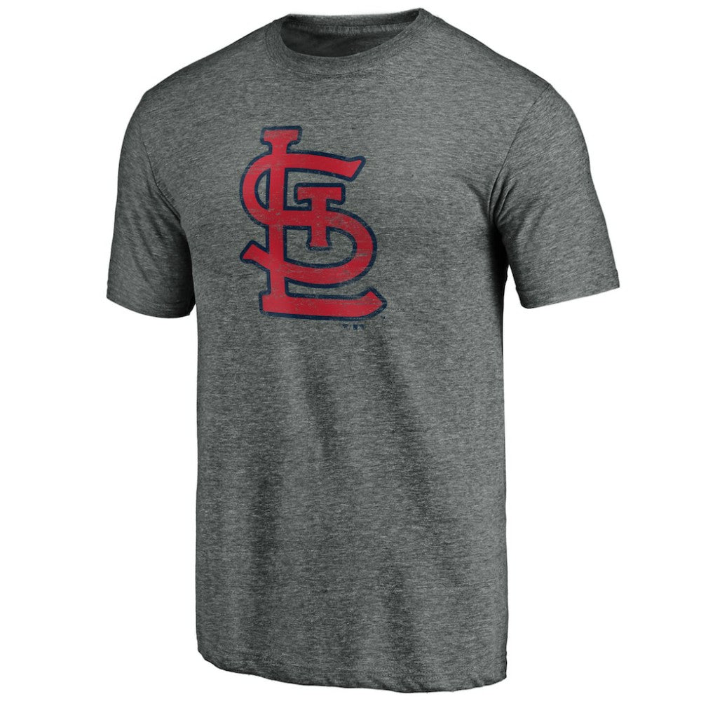 St. Louis Cardinals Official Logo Tri-Blend T-Shirt - Heather Gray