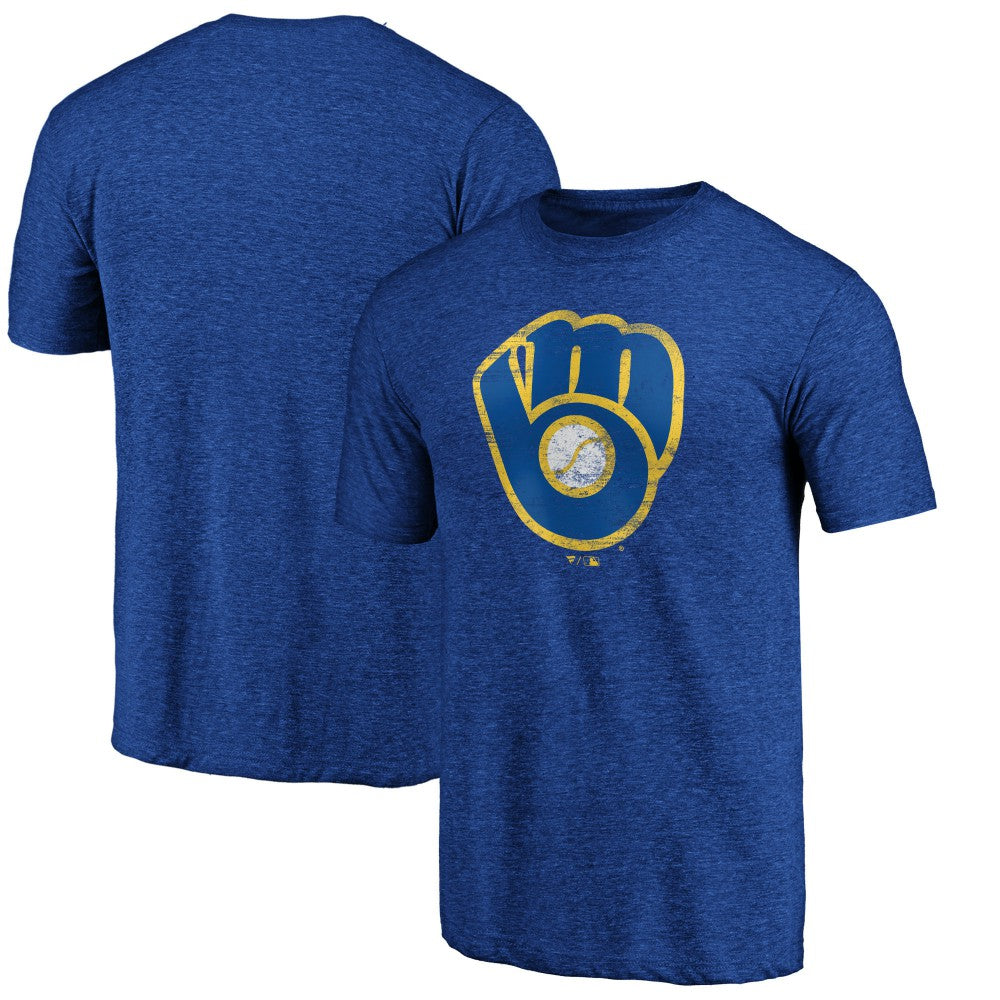 Milwaukee Brewers Official Logo Tri-Blend T-Shirt - Heather Royal