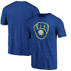 Milwaukee Brewers Official Logo Tri-Blend T-Shirt - Heather Royal