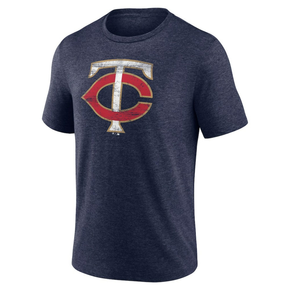 Minnesota Twins Official Logo Tri-Blend T-Shirt - Heather Navy