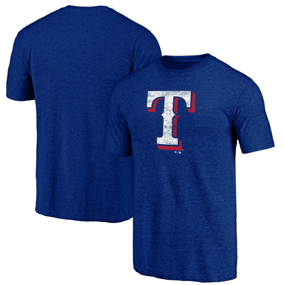 Texas Rangers Official Logo Tri-Blend T-Shirt - Heather Royal
