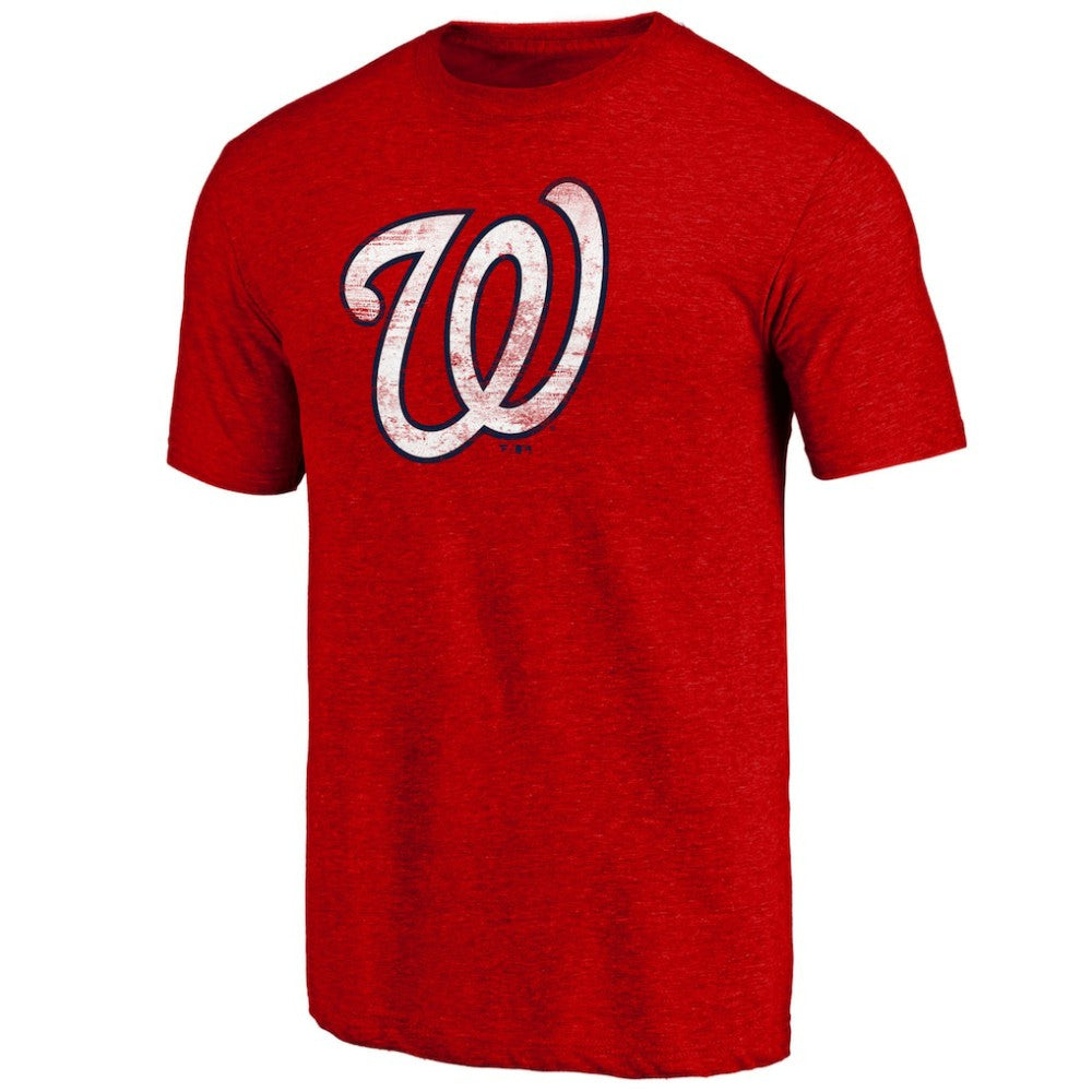 Washington Nationals Official Logo Tri-Blend T-Shirt - Heather Red