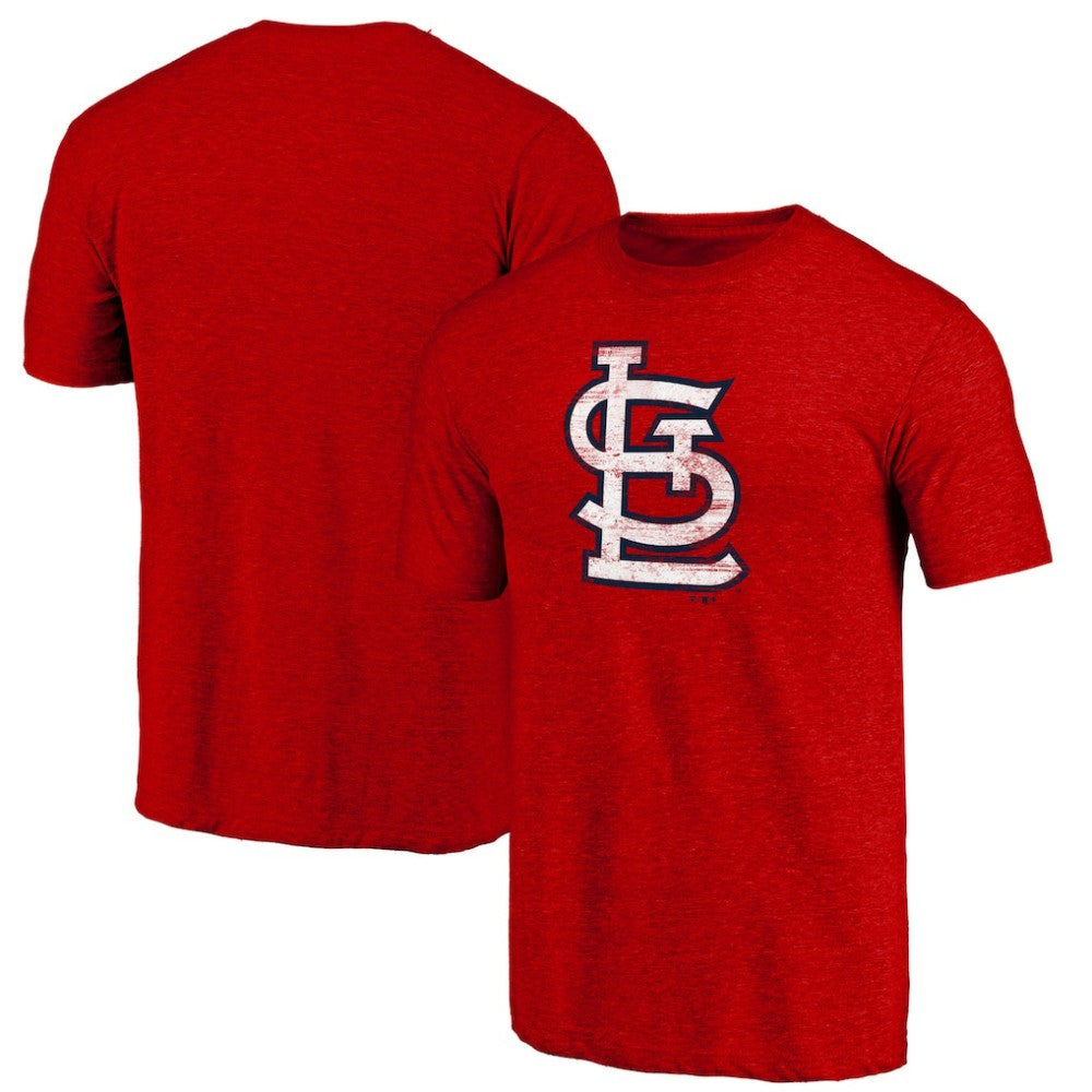 St. Louis Cardinals Official Logo Tri-Blend T-Shirt - Heather Red