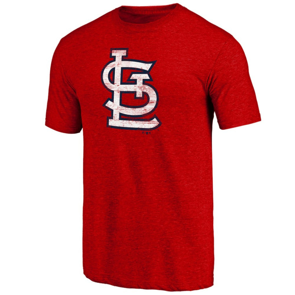 St. Louis Cardinals Official Logo Tri-Blend T-Shirt - Heather Red