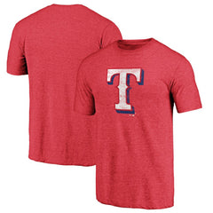 Texas Rangers Official Logo Tri-Blend T-Shirt - Heather Red