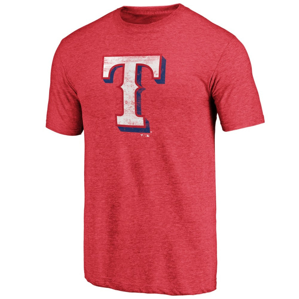 Texas Rangers Official Logo Tri-Blend T-Shirt - Heather Red